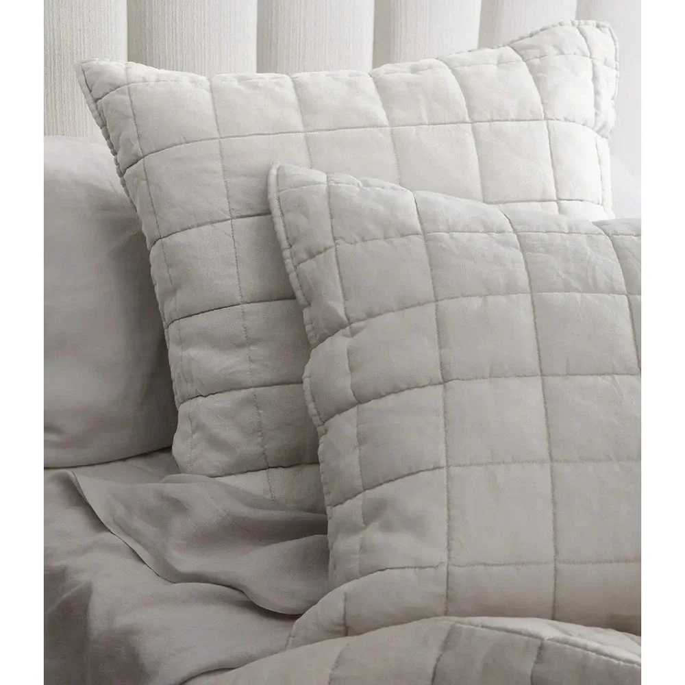 NWOT QUINCE Classic Designer Euro Pillow Sham‎ Linen Box Quilt (1) in Sand